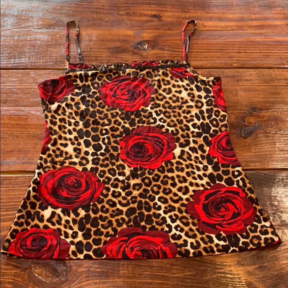 Express Red and Brown Leopard Print Tank Top